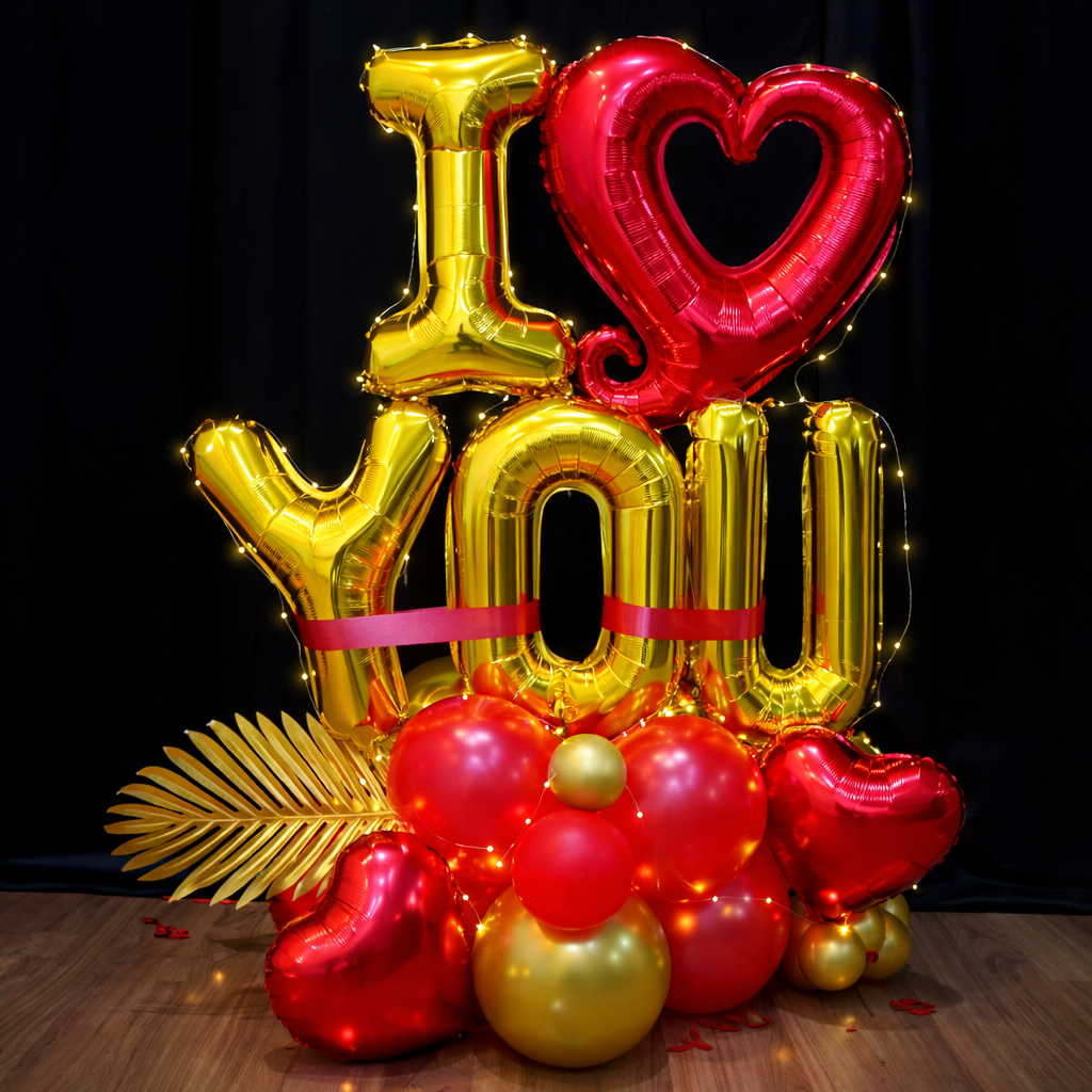 Golden Heart I Love You Floor Setup